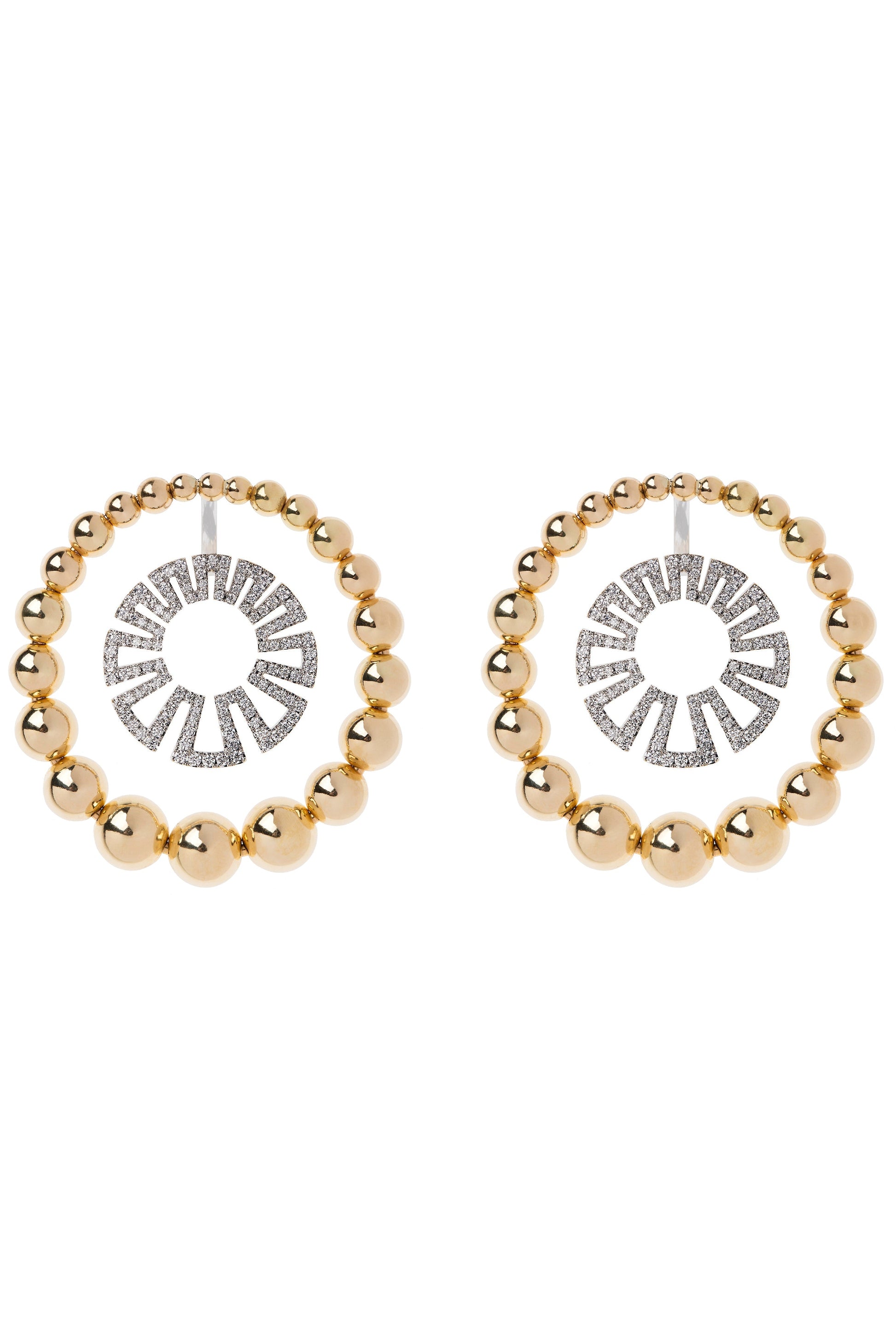 NIKOS KOULIS-Lingerie Diamond Ball Hoops-YELLOW GOLD
