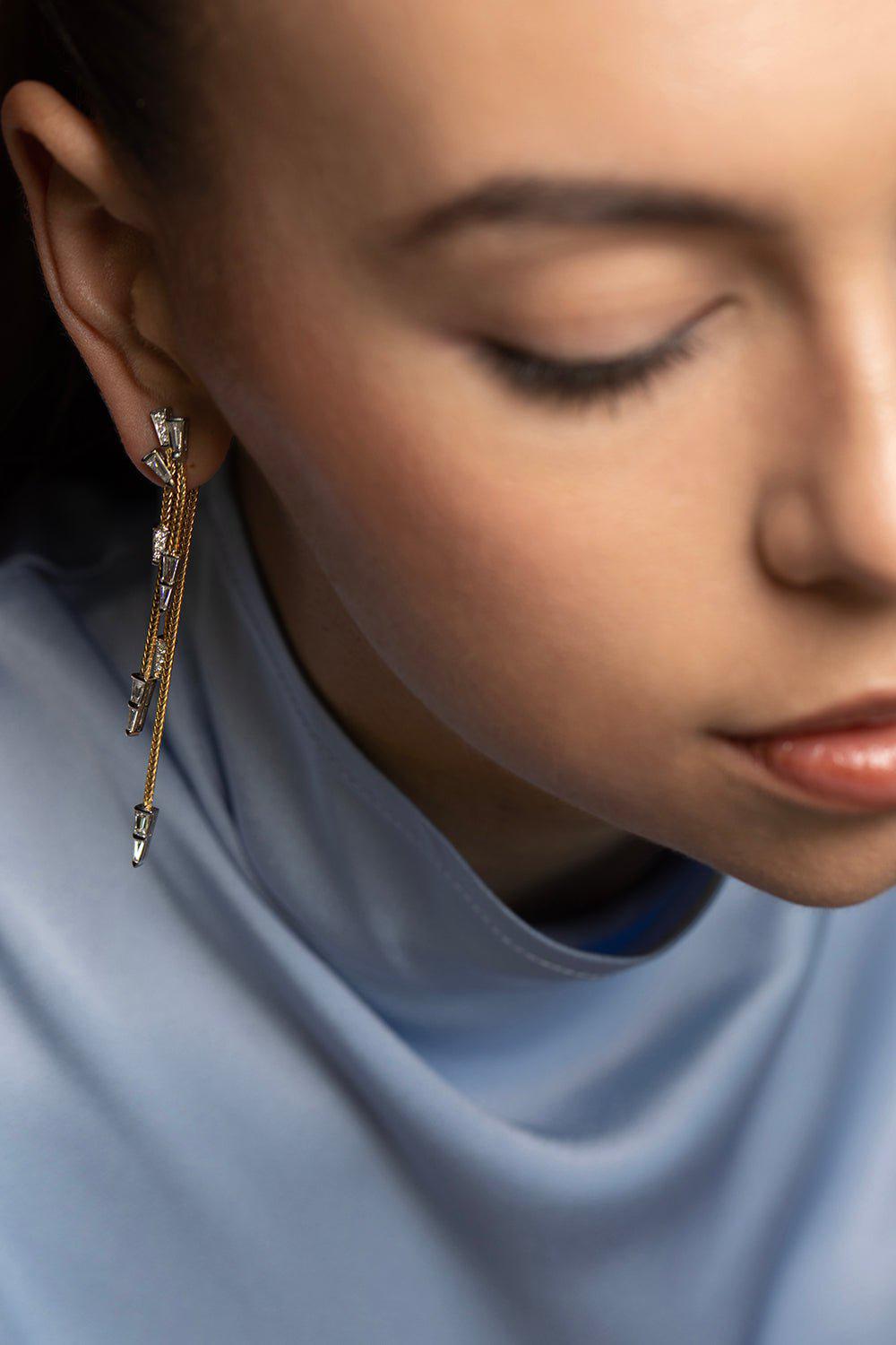 NIKOS KOULIS-Together Tapered Earrings-YELLOW GOLD