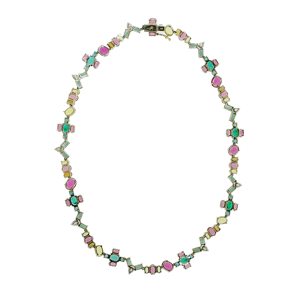 NIKOS KOULIS-Eden Mixed Gemstone Necklace-YELLOW GOLD
