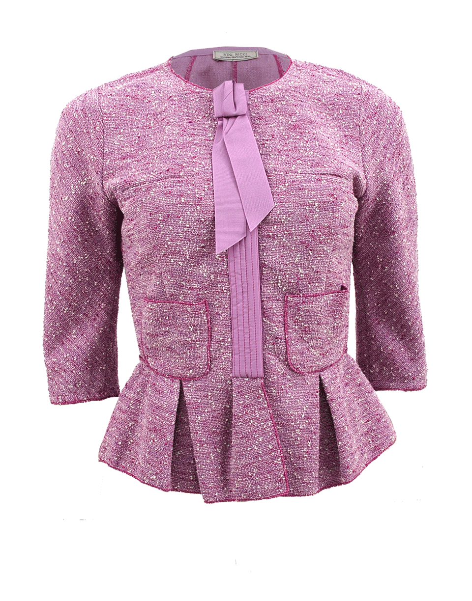 NINA RICCI-Two Pocket Peplum Tweed Jacket-