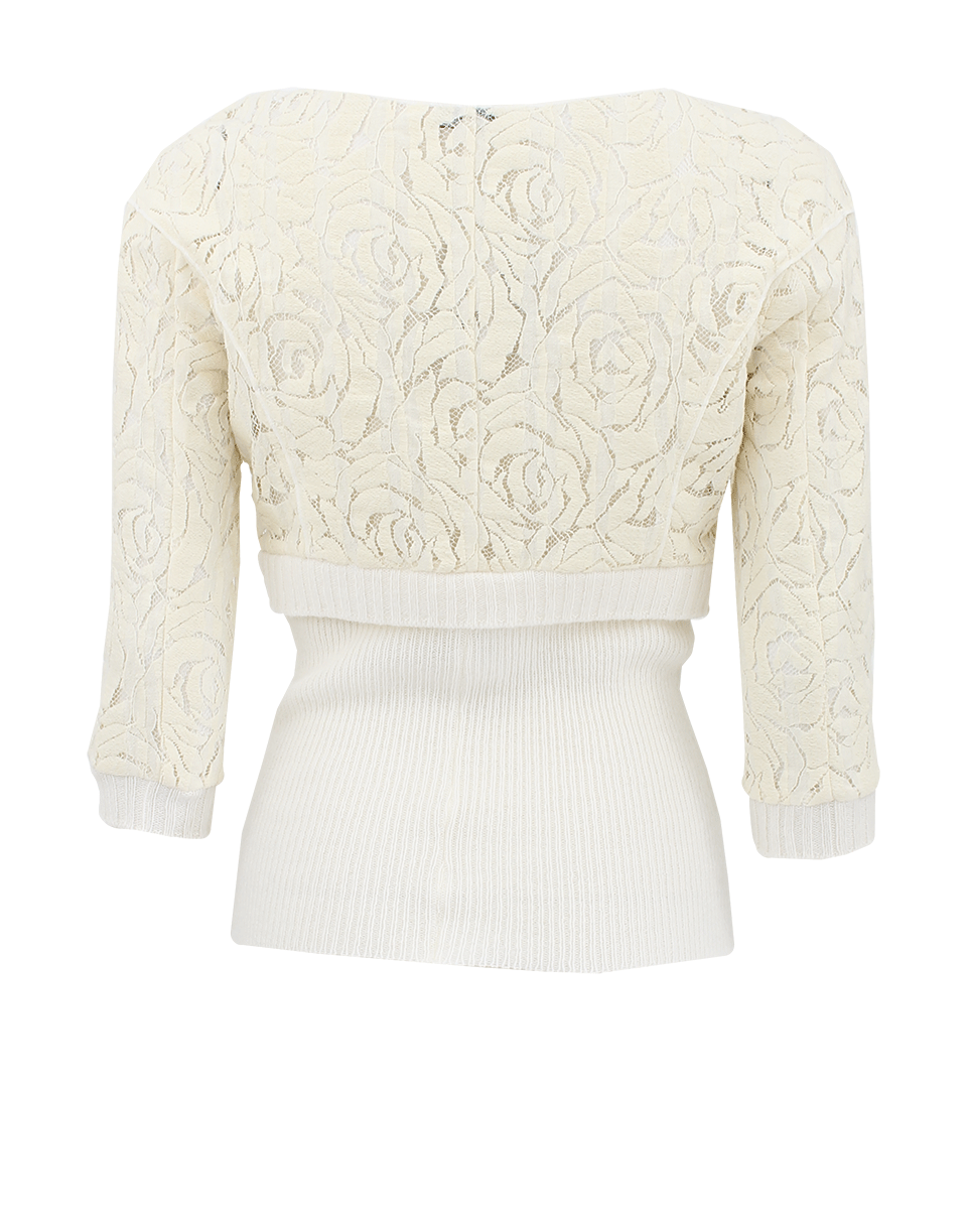 NINA RICCI-Quarter Sleeve Back Zip Lace Top-