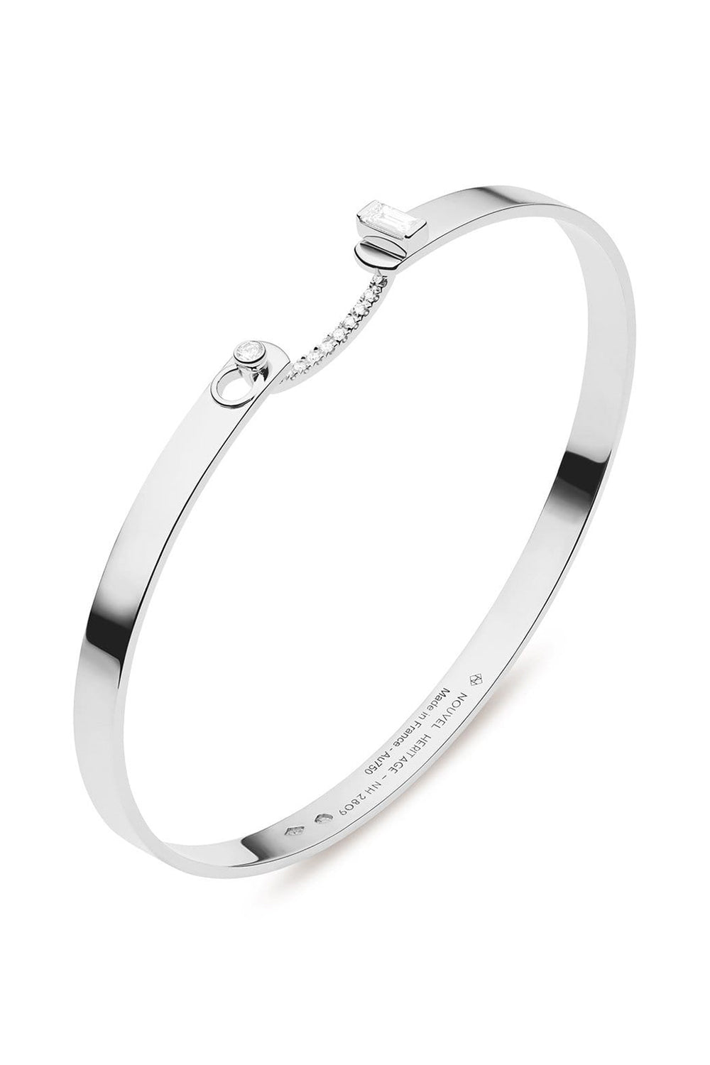 White Gold Diamond Dinner Date Mood Bangle-WHITE GOLD-JEWELRYFINE JEWELBRACELET O-NOUVEL HERITAGE