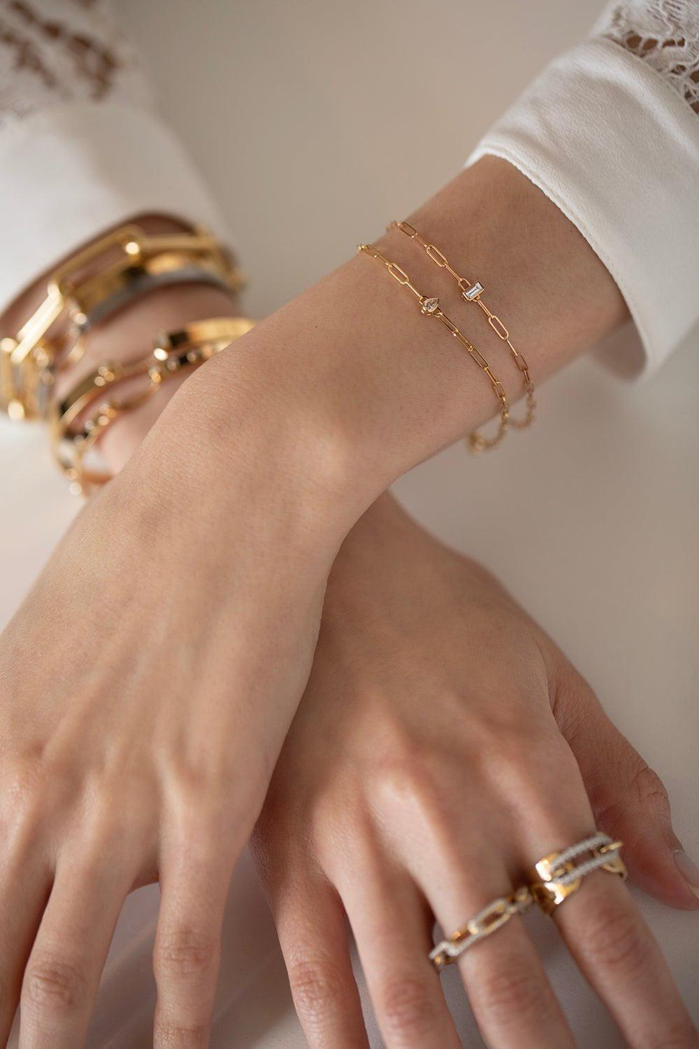 NOUVEL HERITAGE-Pear Diamond Chain Bracelet-
