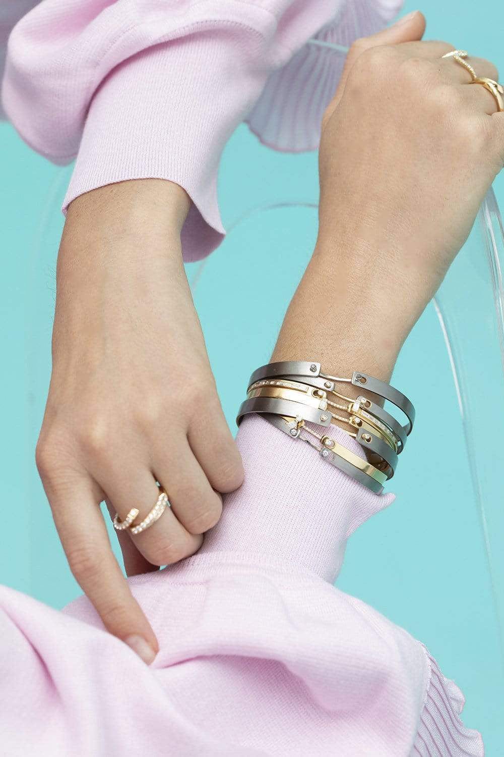 NOUVEL HERITAGE-Hers Titanium Mood Bangle - Yellow Gold-TITANIUM