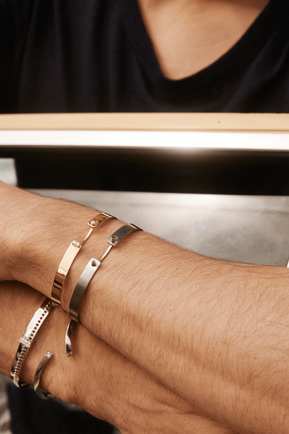 NOUVEL HERITAGE-His Titanium Mood Bangle - Yellow Gold-TITANIUM