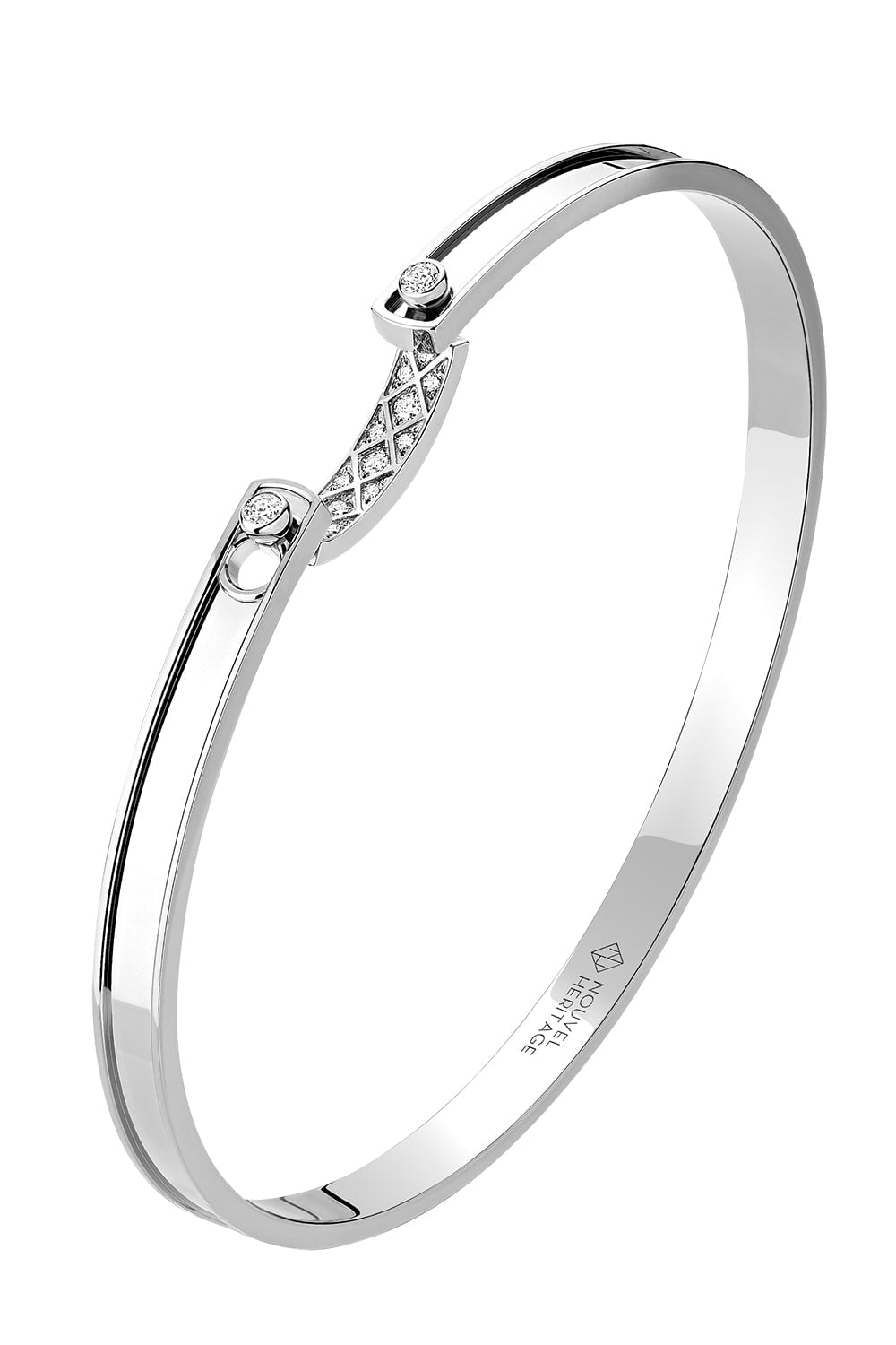 NOUVEL HERITAGE-Parisian Stroll Mood Bangle Bracelet-WHITE GOLD