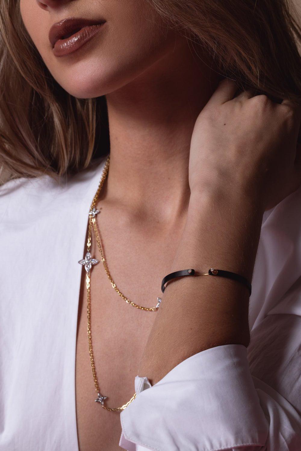 NOUVEL HERITAGE-Black Titanium Mood Bangle-YELLOW GOLD