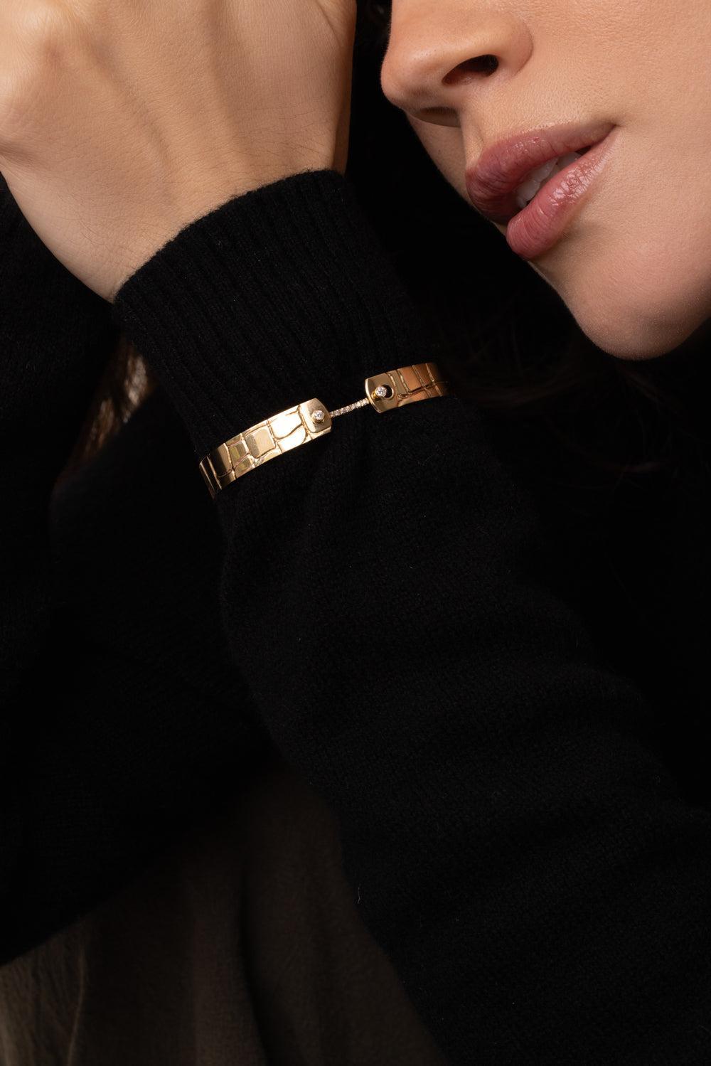 Later Alligator Mood Bangle Bracelet-YELLOW GOLD-16-JEWELRYFINE JEWELBRACELET O-NOUVEL HERITAGE
