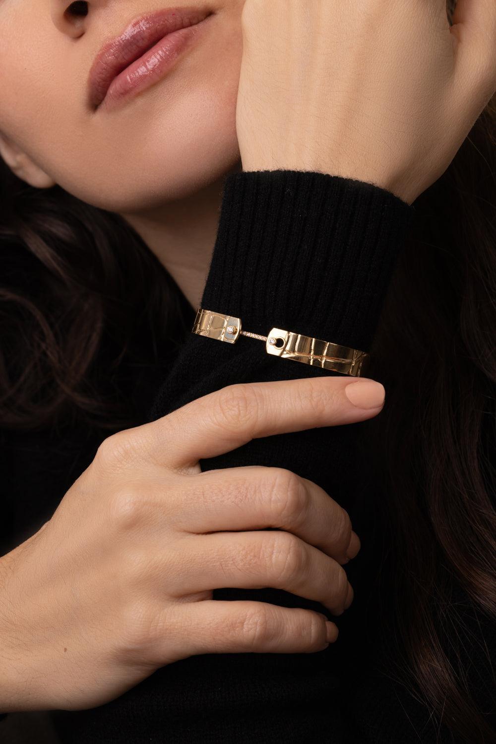 Later Alligator Mood Bangle Bracelet-YELLOW GOLD-16-JEWELRYFINE JEWELBRACELET O-NOUVEL HERITAGE