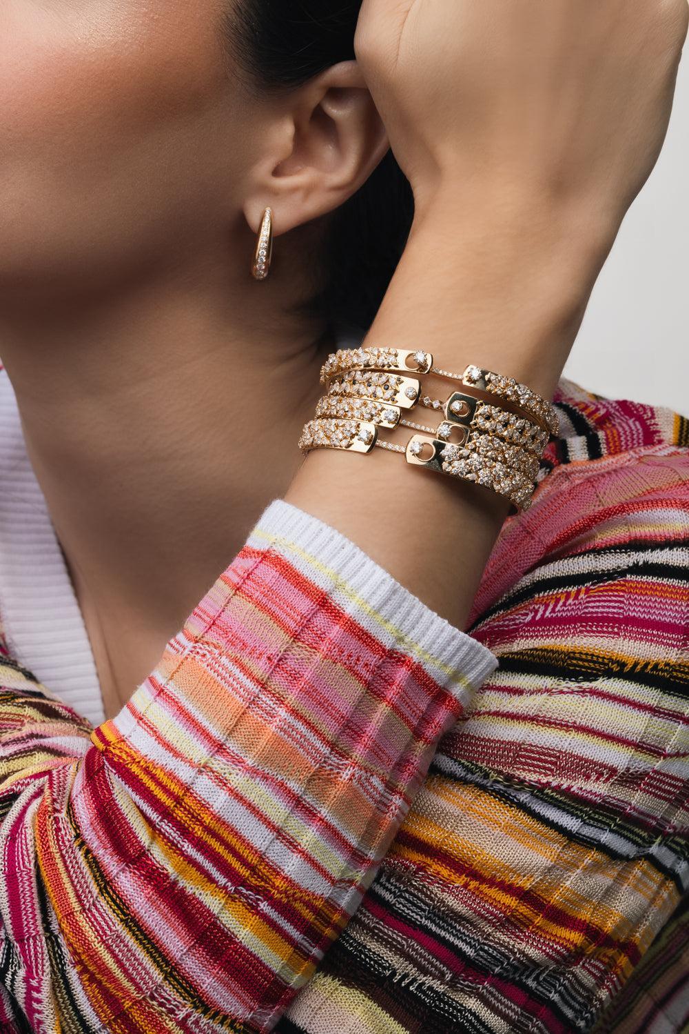 The Early Riser Diamond Bangle Bracelet-YELLOW GOLD-JEWELRYFINE JEWELBRACELET O-NOUVEL HERITAGE