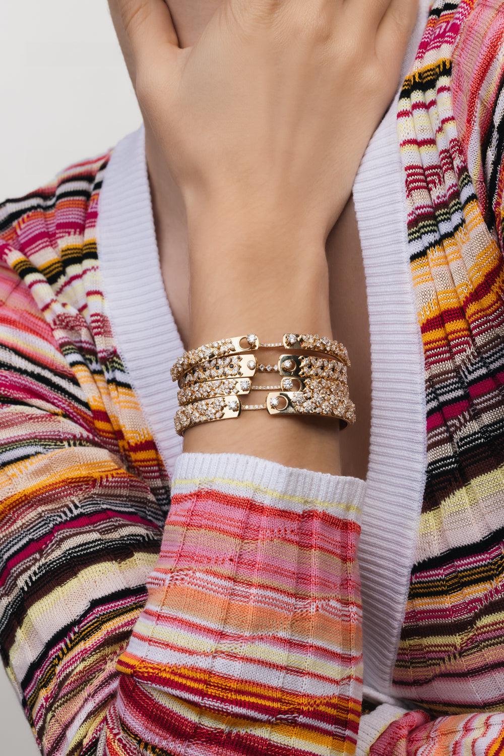 The Early Riser Diamond Bangle Bracelet-YELLOW GOLD-JEWELRYFINE JEWELBRACELET O-NOUVEL HERITAGE