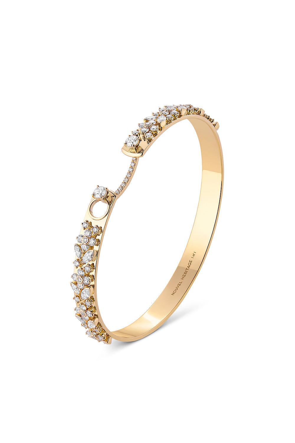 The Honey Gatherer Diamond Bangle Bracelet-YELLOW GOLD-JEWELRYFINE JEWELBRACELET O-NOUVEL HERITAGE