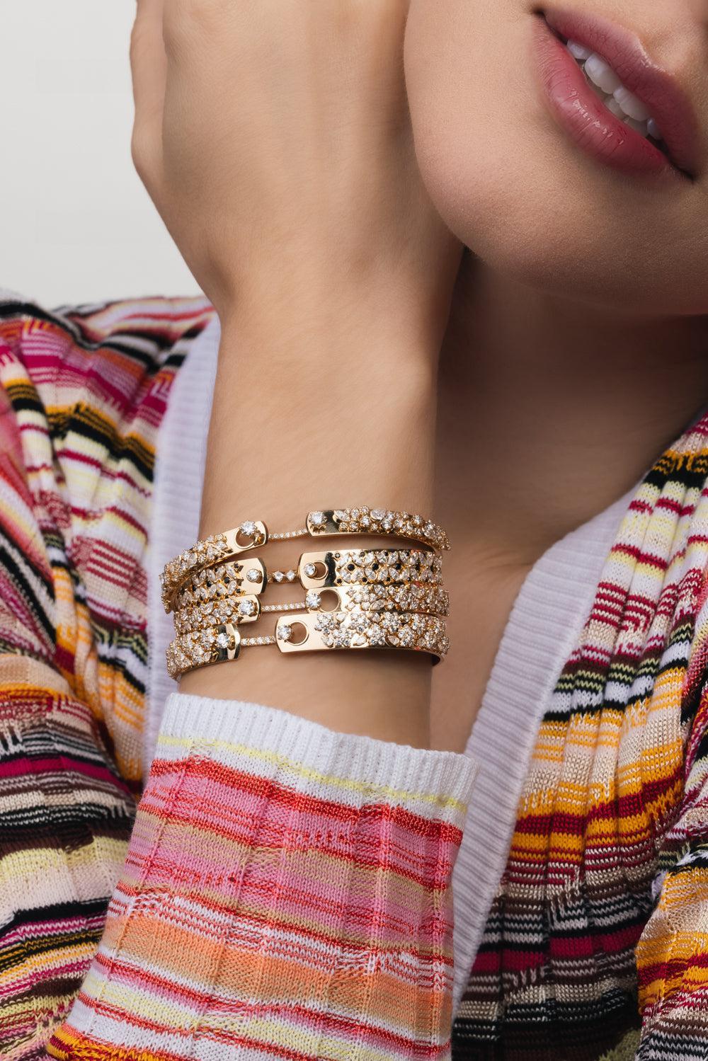 The Meadow Wonderer Diamond Bangle Bracelet-YELLOW GOLD-JEWELRYFINE JEWELBRACELET O-NOUVEL HERITAGE