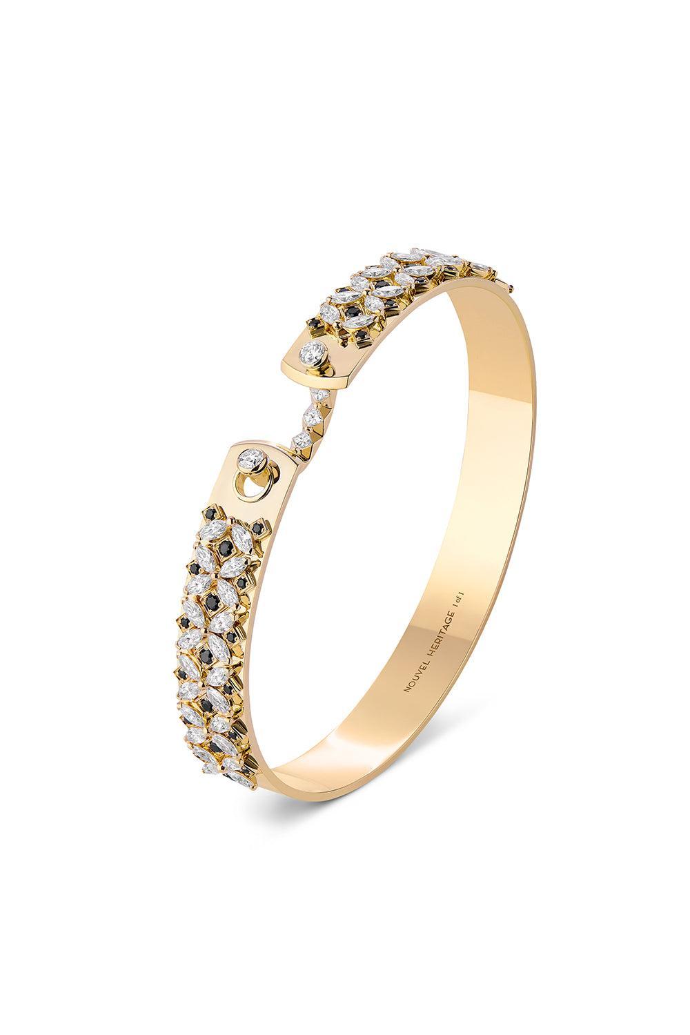 The Meadow Wonderer Diamond Bangle Bracelet-YELLOW GOLD-JEWELRYFINE JEWELBRACELET O-NOUVEL HERITAGE