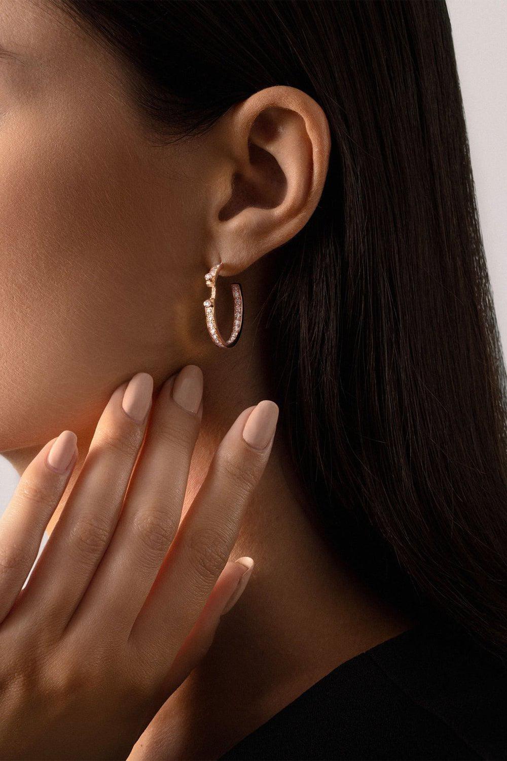 NOUVEL HERITAGE-Eternity Tuxedo Mood Hoop Earrings-ROSE GOLD