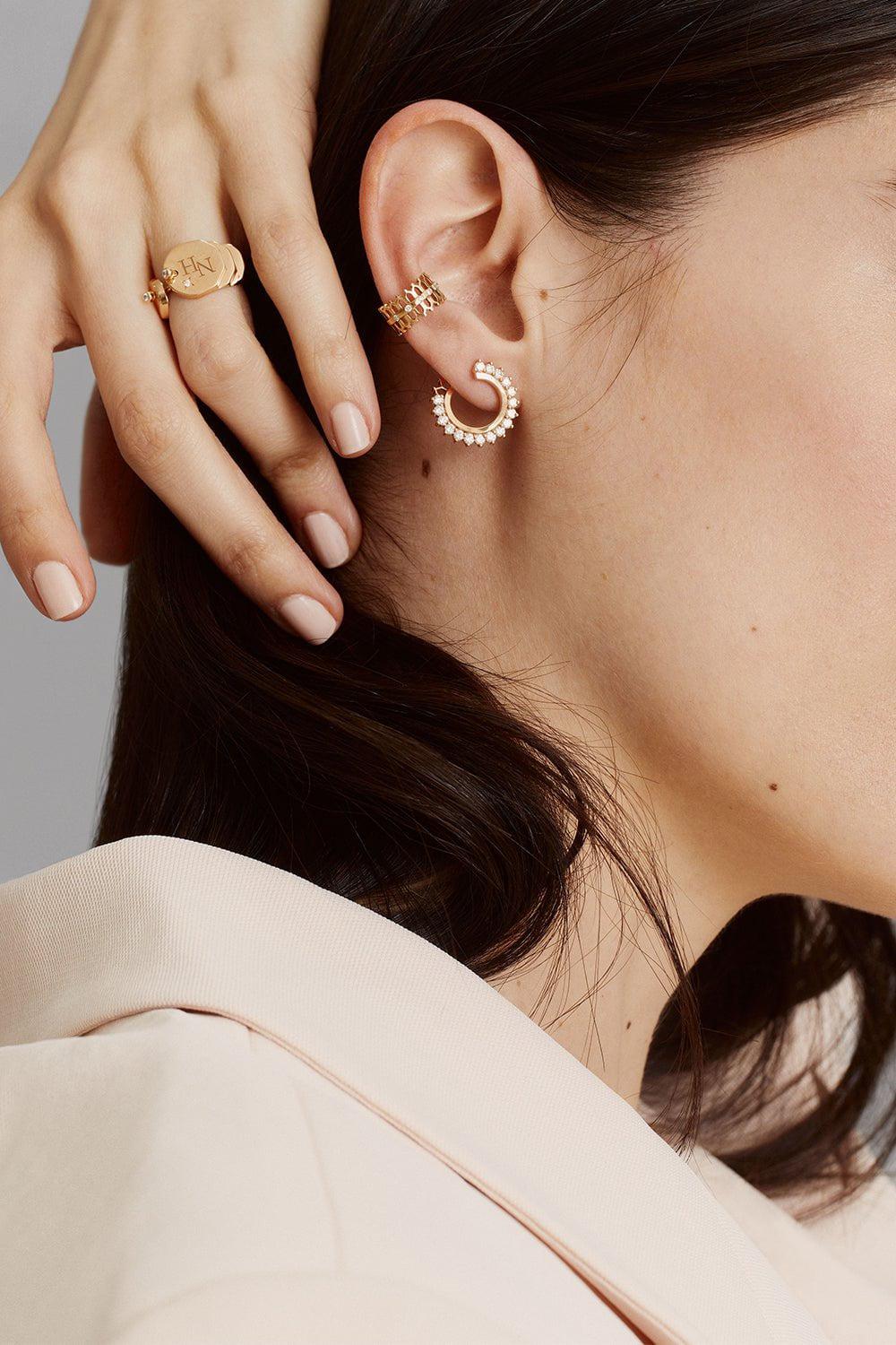 NOUVEL HERITAGE-Round Diamond Earrings-ROSE GOLD