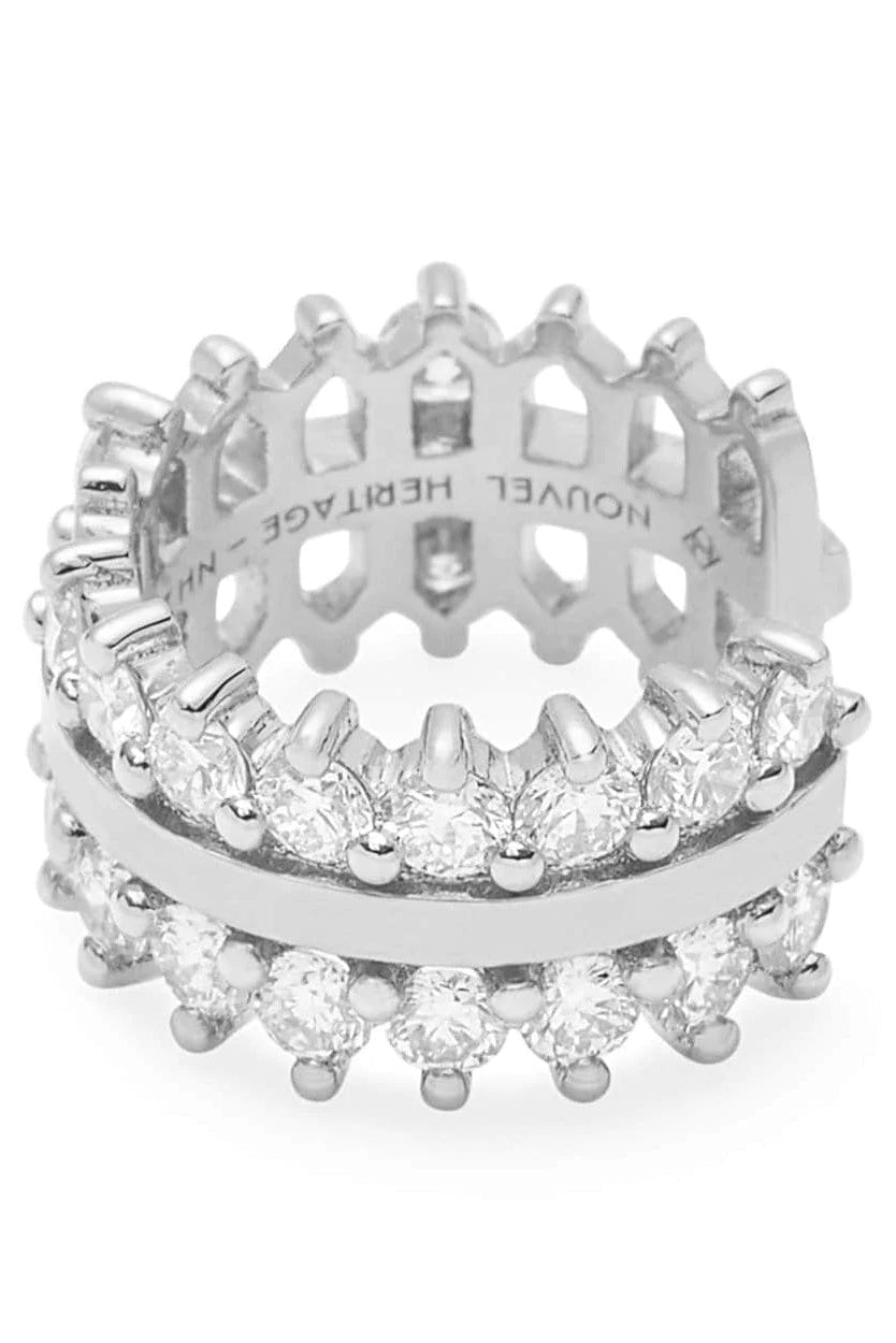 NOUVEL HERITAGE-Double Full Diamond Lace Ear Cuff-WHITE GOLD