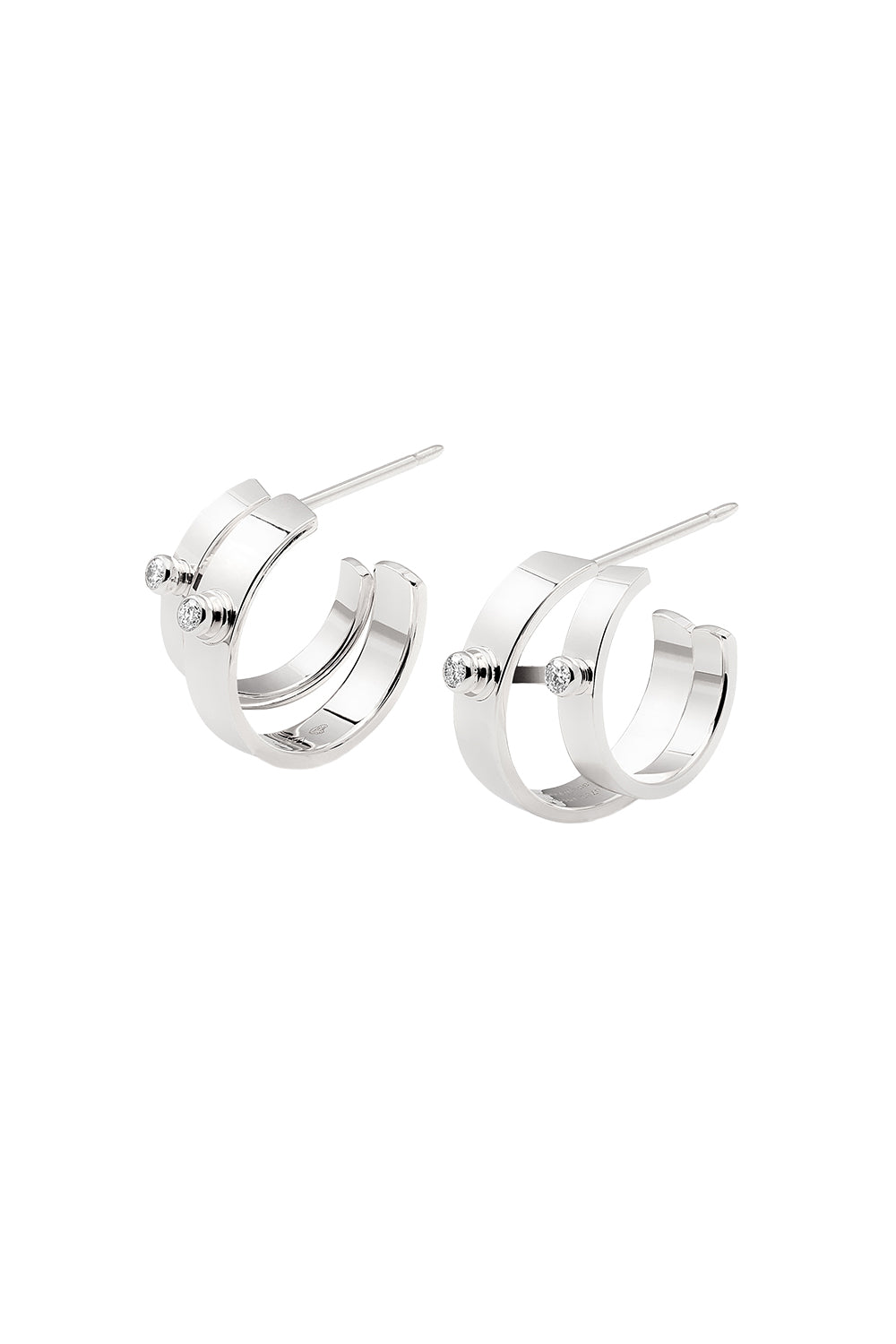 Monday Morning Mood Double Hoop Earrings - White Gold-WHITE GOLD-JEWELRYFINE JEWELEARRING-NOUVEL HERITAGE
