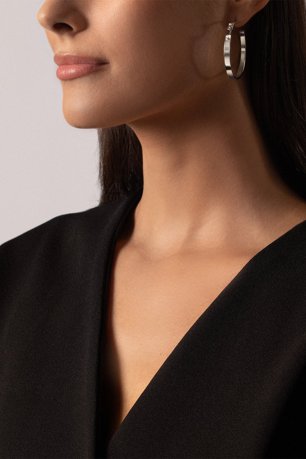 NOUVEL HERITAGE-Monday Morning Mood Hoop Earrings-WHITE GOLD