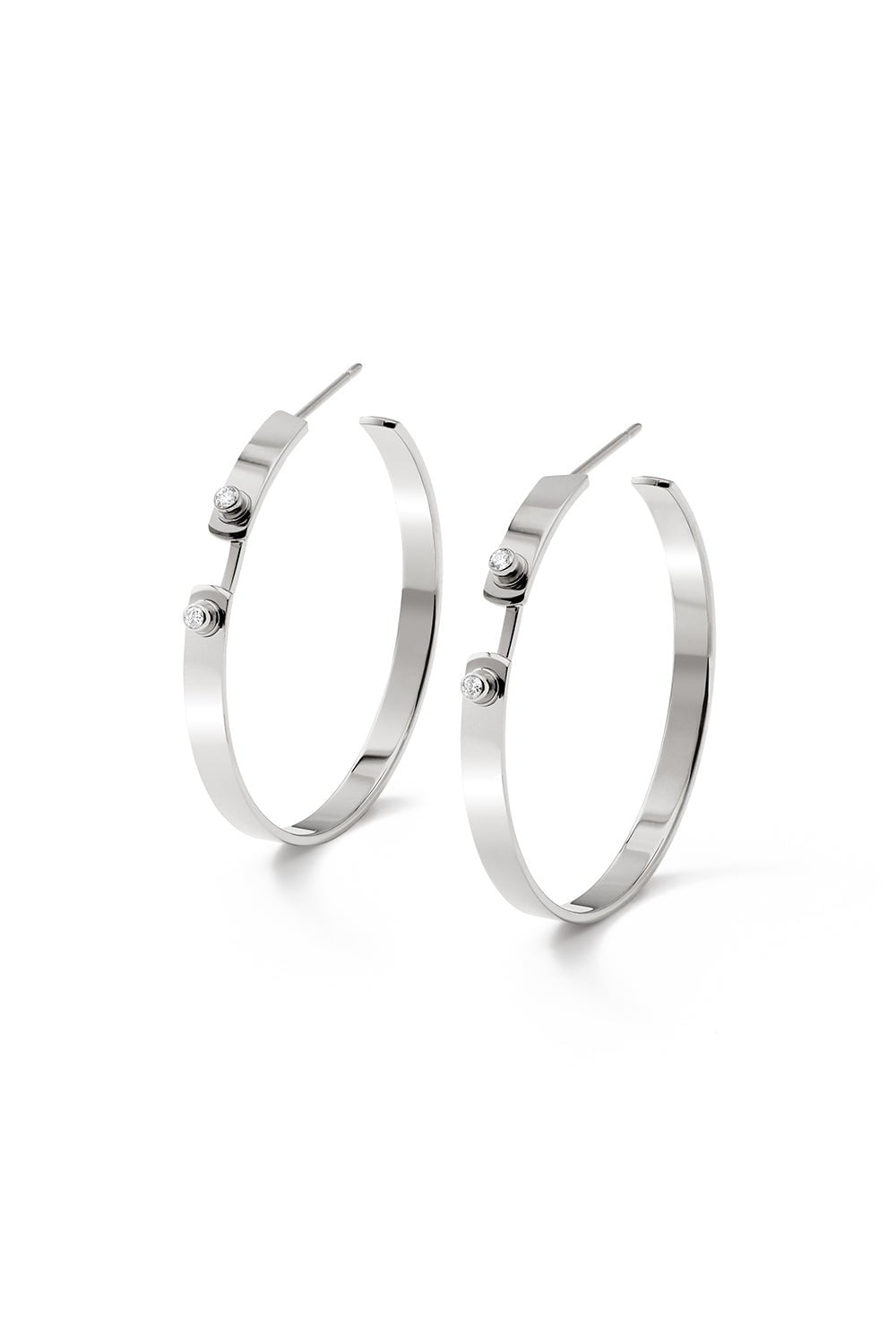 NOUVEL HERITAGE-Monday Morning Mood Hoop Earrings-WHITE GOLD