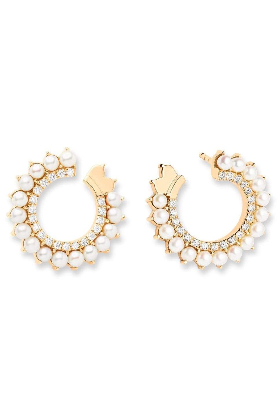 NOUVEL HERITAGE-Pearl and Diamond Vendome Earrings-YELLOW GOLD