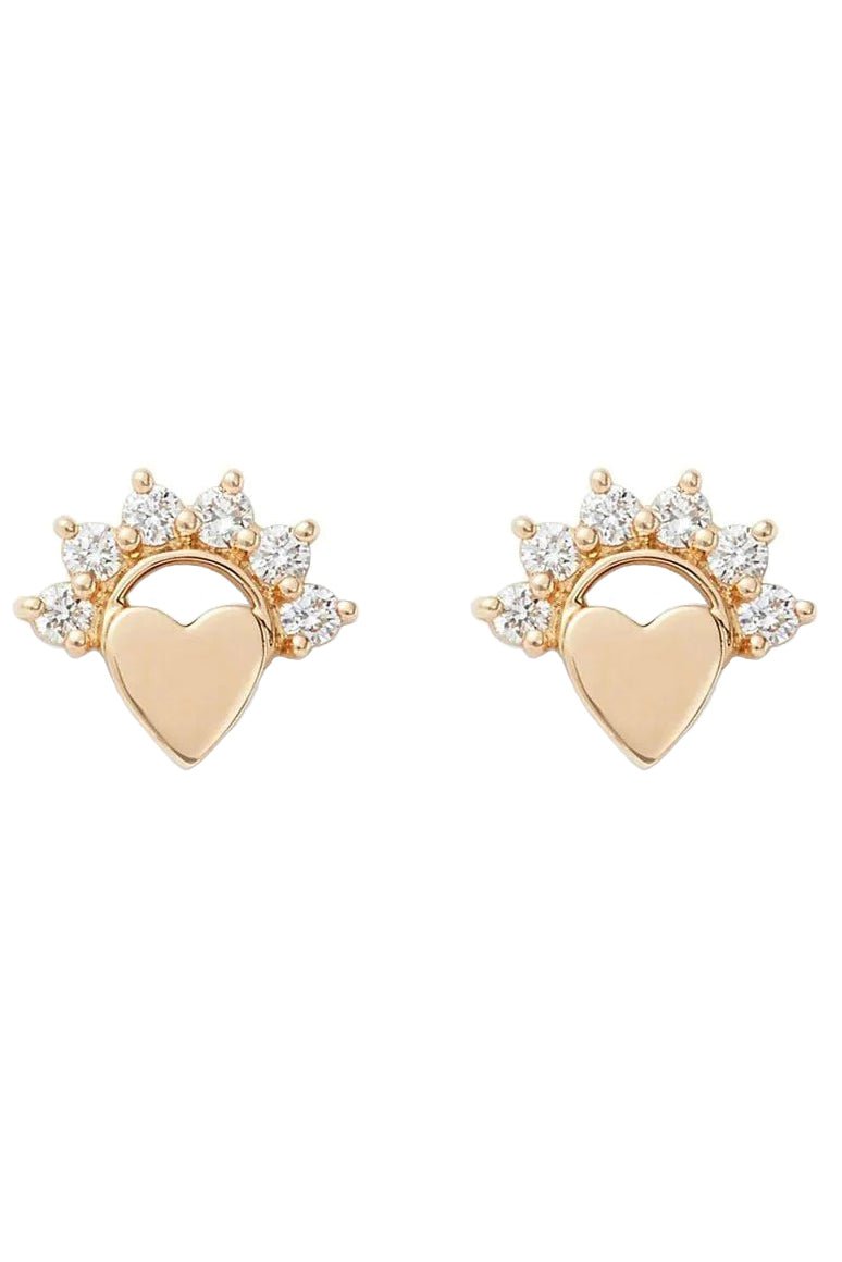 NOUVEL HERITAGE-Small Mystic Diamond Love Studs-YELLOW GOLD