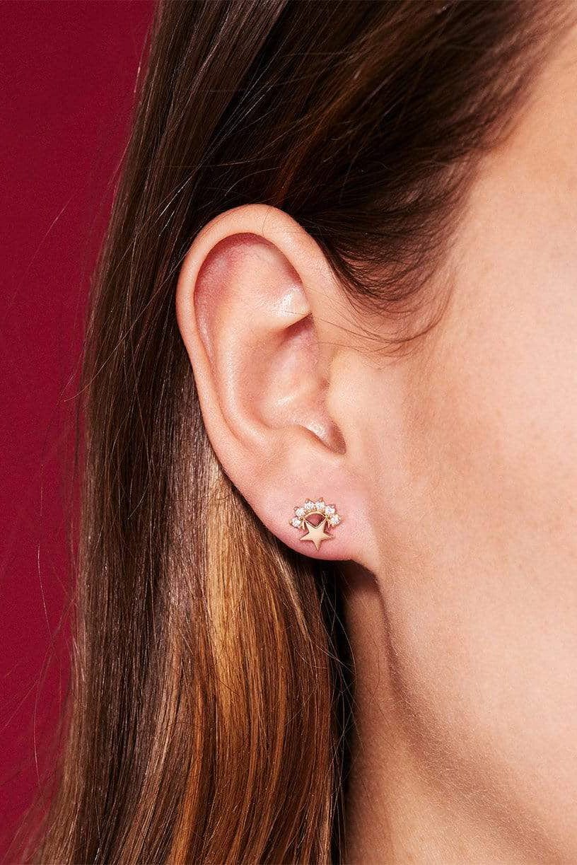 NOUVEL HERITAGE-Small Mystic Diamond Star Studs-YELLOW GOLD