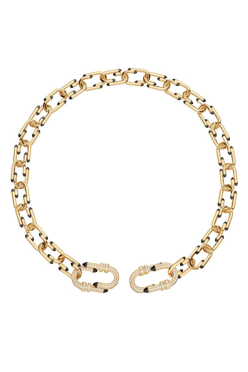 Diamond Black Enamel Try Me Chain Necklace-YELLOW GOLD-JEWELRYFINE JEWELNECKLACE O-NOUVEL HERITAGE
