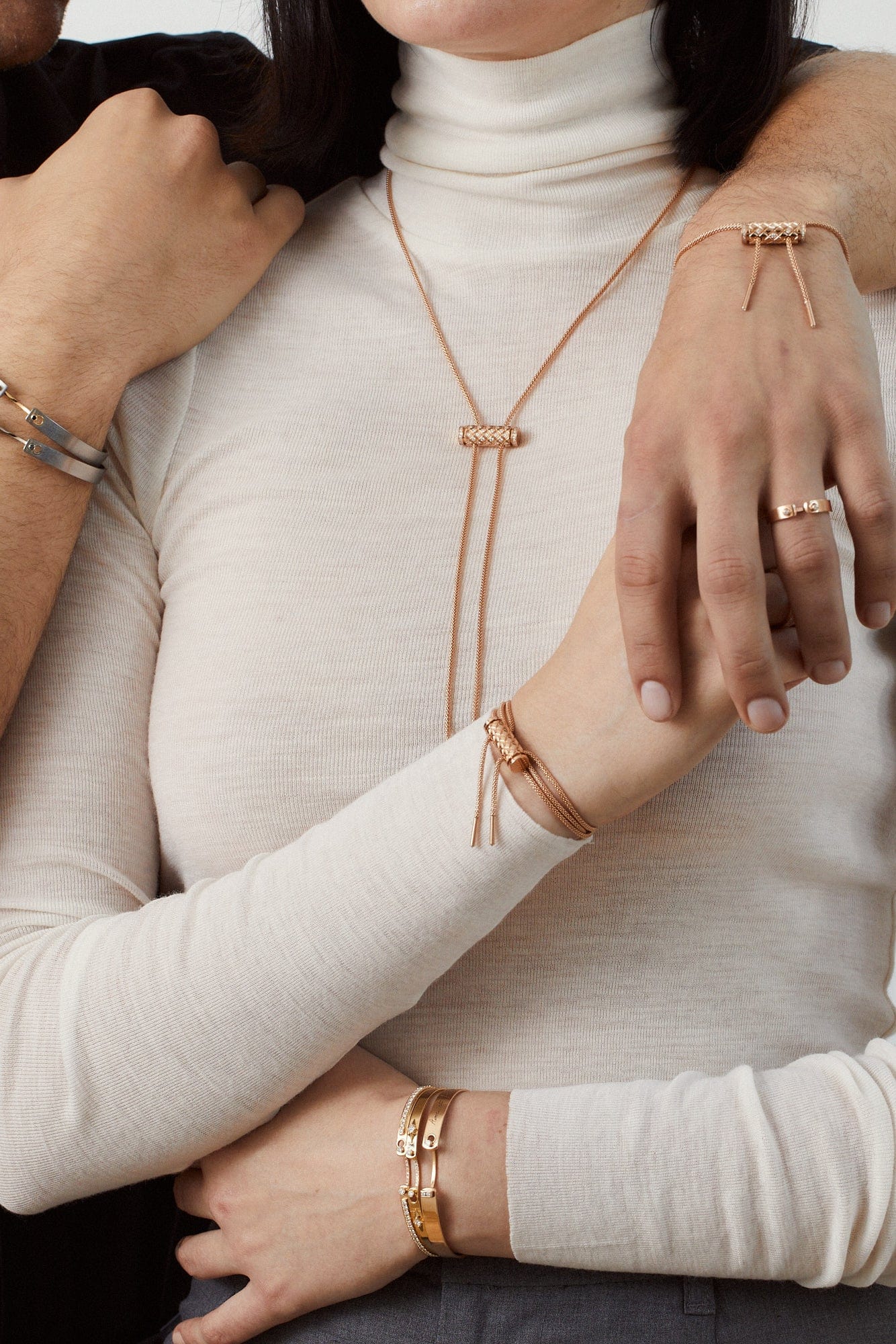 NOUVEL HERITAGE-Semi Pave Latch Pendant-ROSE GOLD