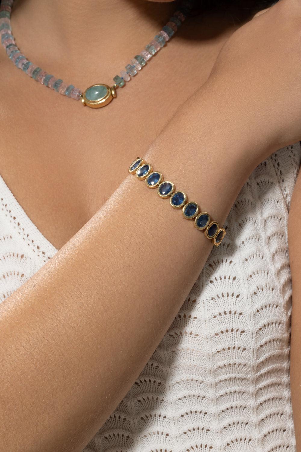 Blue Sapphire Jumbo Nesting Bracelet-YELLOW GOLD-6.5-JEWELRYFINE JEWELBRACELET O-OCTAVIA ELIZABETH