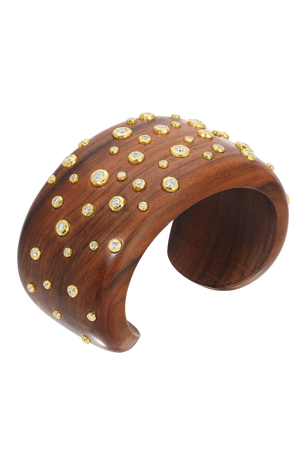 Diamond Wood Tribute Cuff Bracelet-YELLOW GOLD-JEWELRYFINE JEWELBRACELET O-OCTAVIA ELIZABETH