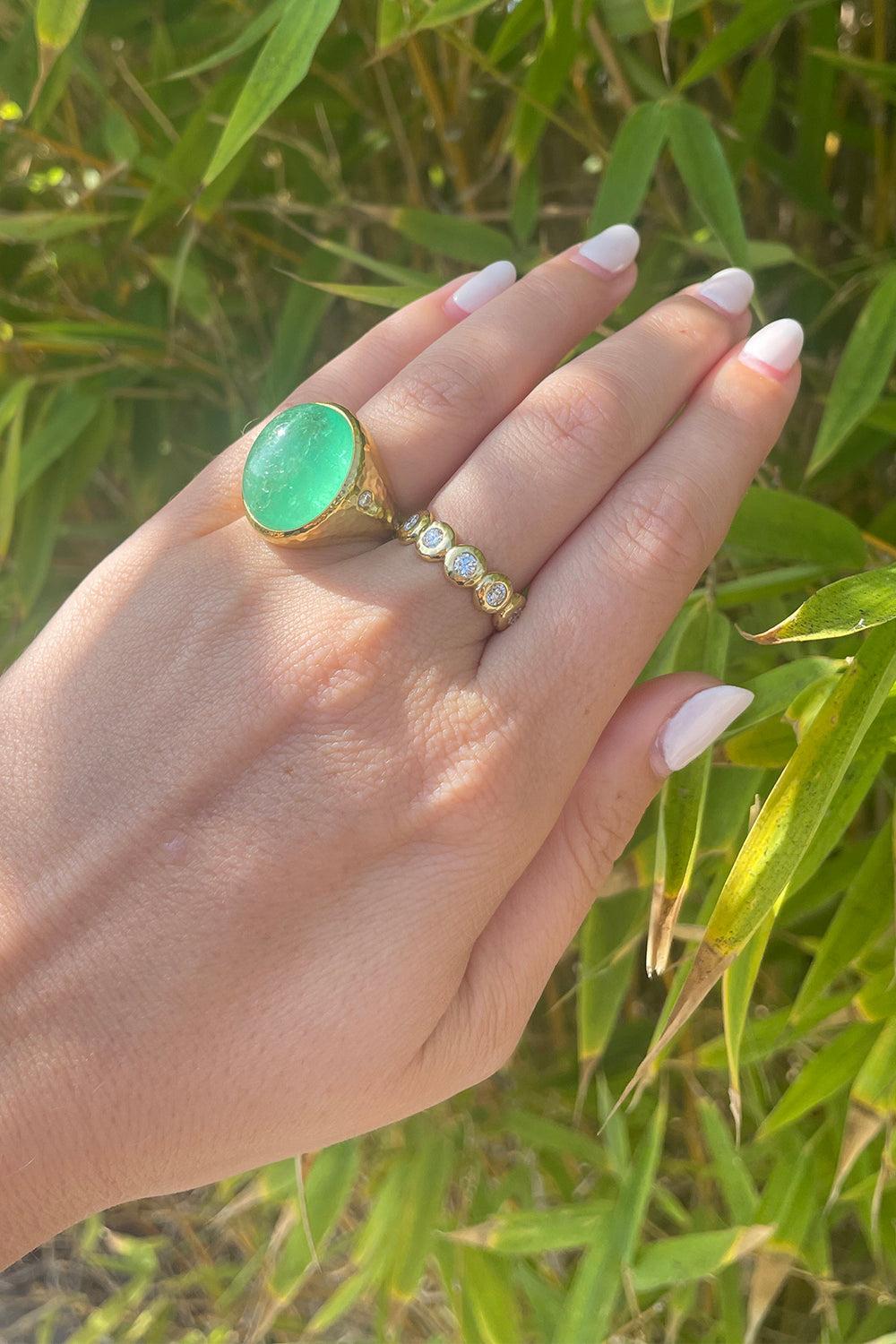 Emerald Aura Ring-YELLOW GOLD-6-JEWELRYFINE JEWELRING-OCTAVIA ELIZABETH