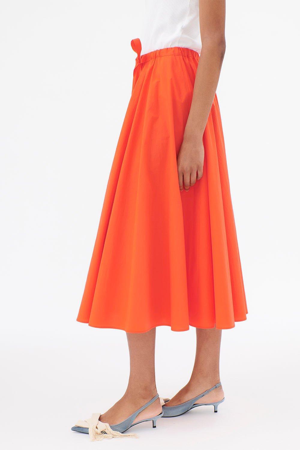 ODEEH-Tie Waist Midi Skirt-