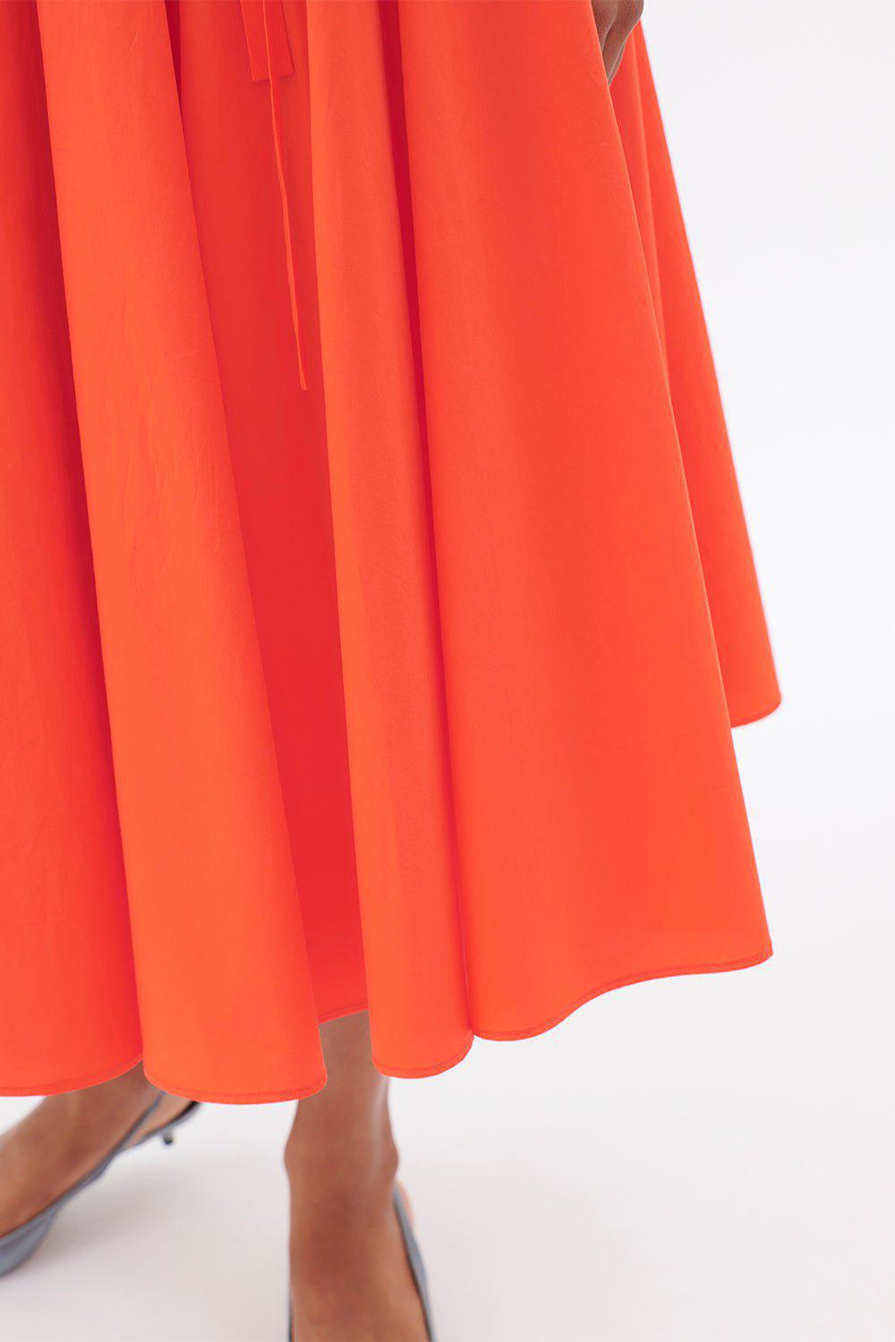 ODEEH-Tie Waist Midi Skirt-