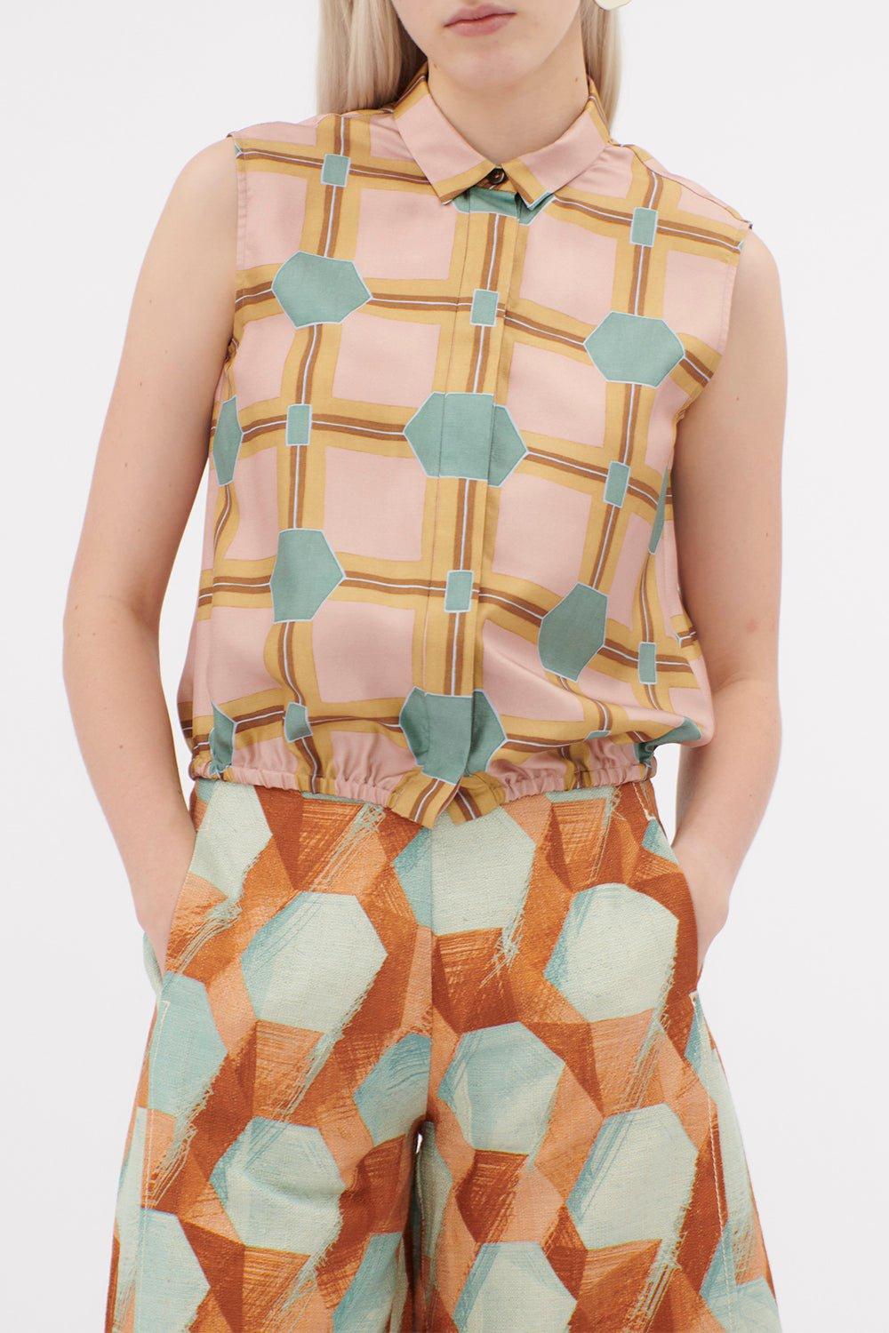 ODEEH-Sleevess Collar Shirt-