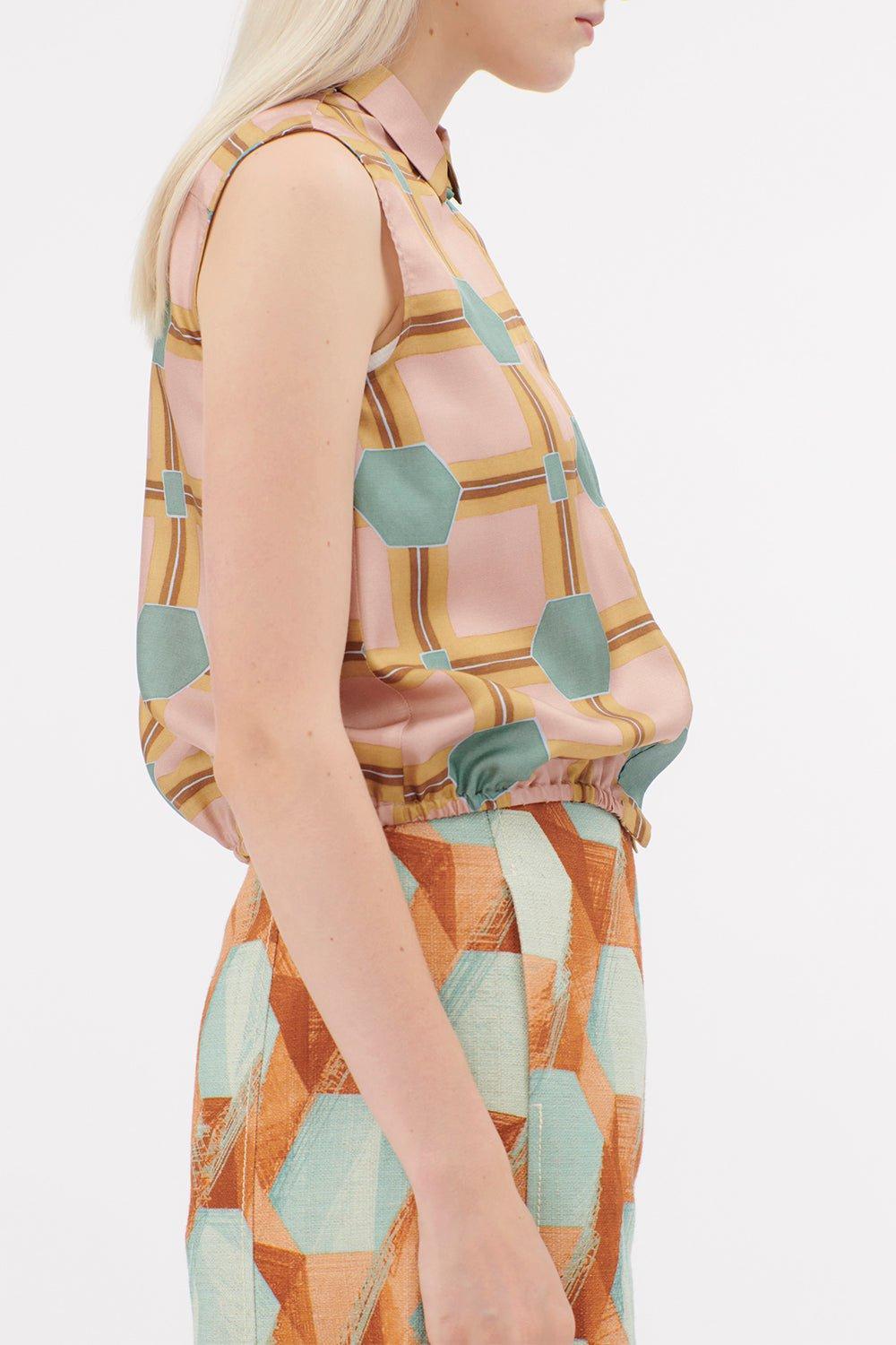 ODEEH-Sleevess Collar Shirt-
