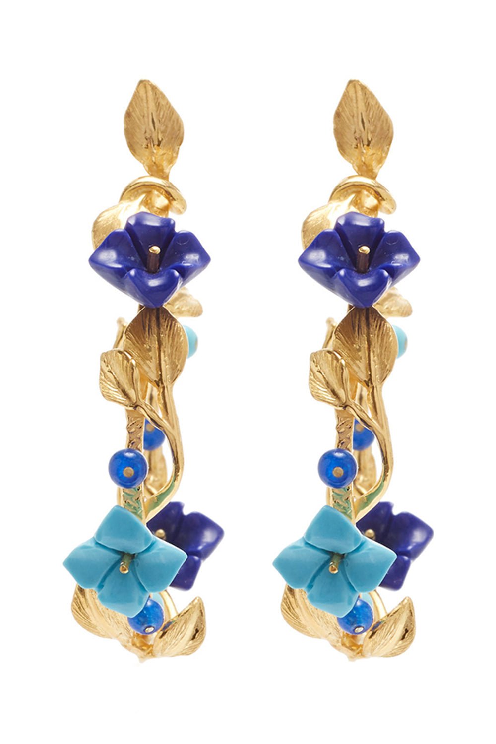 OF RARE ORIGIN-Mini flower Whirl Earrings-BLUE