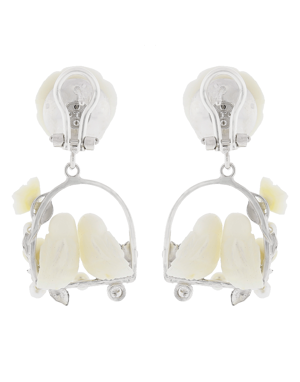 OF RARE ORIGIN-Love Birds On Swing Earrings-WHT/RHOD