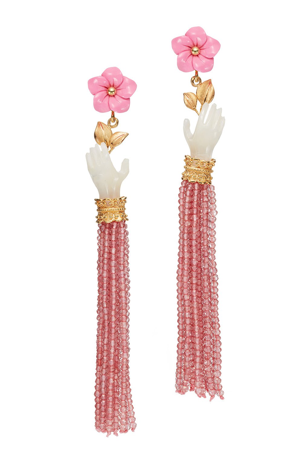 OF RARE ORIGIN-Short Bloom Earrings - Rose-YELLOW GOLD
