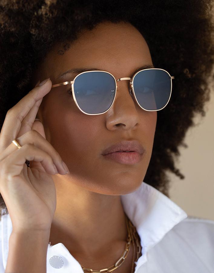The Row Board Meeting 2 Sunglasses - Gold and Blue | OLIVER