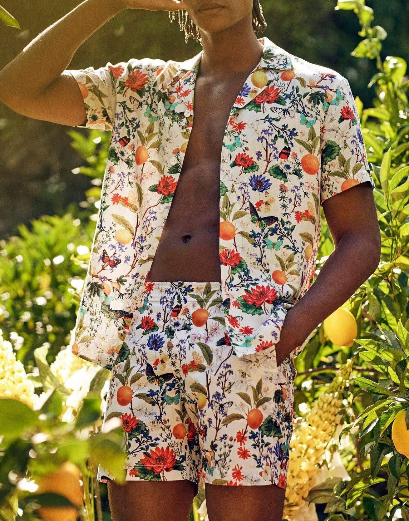 ORLEBAR BROWN-Almond and Multi Botanical Mid-Length Bulldog Swim Shorts-