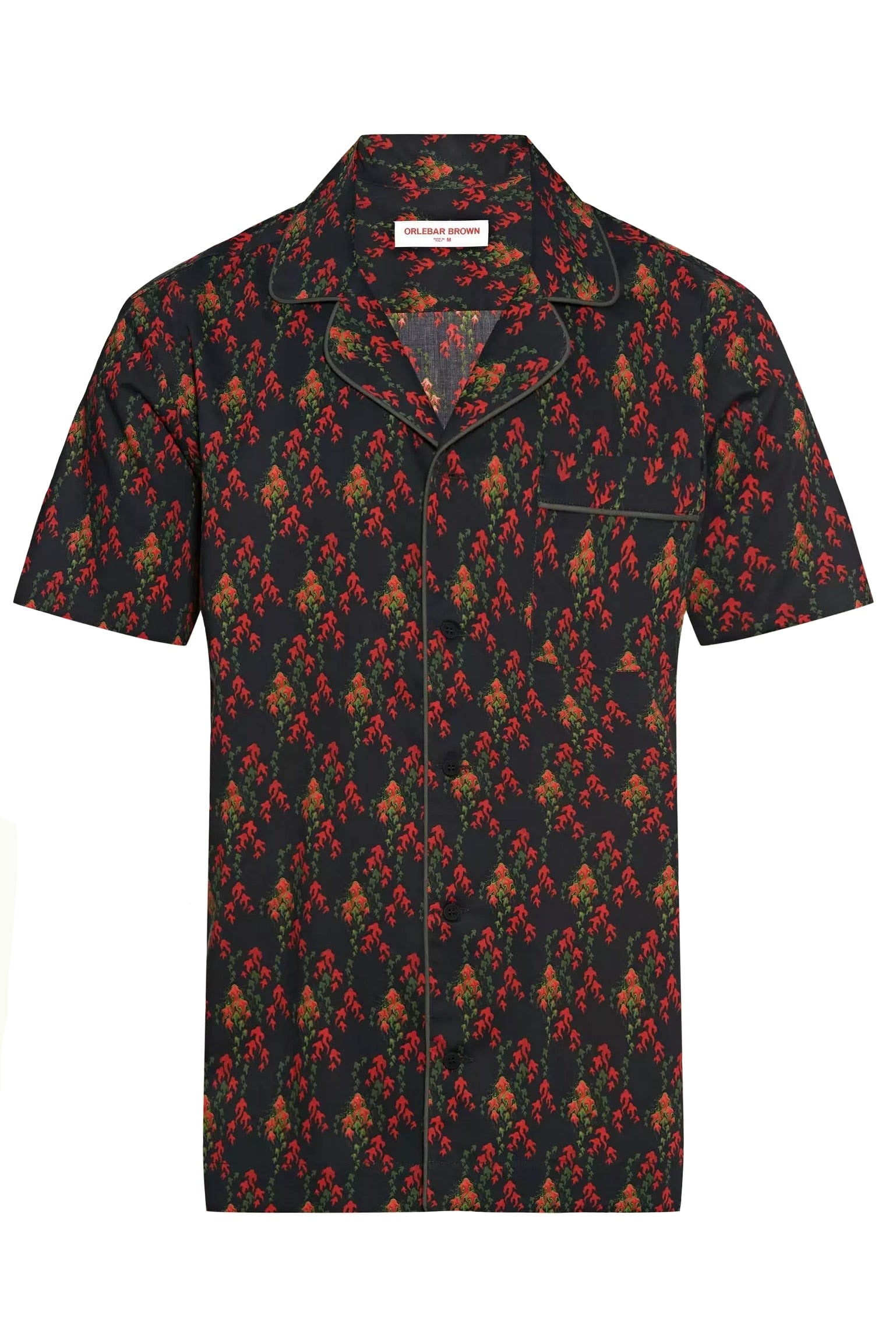 ORLEBAR BROWN-Aquila Print Capri Collar Short-Sleeve Marne Shirt-BLK/PORT