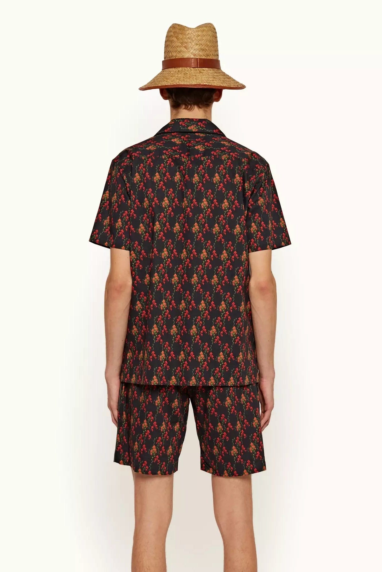 ORLEBAR BROWN-Aquila Print Capri Collar Short-Sleeve Marne Shirt-BLK/PORT