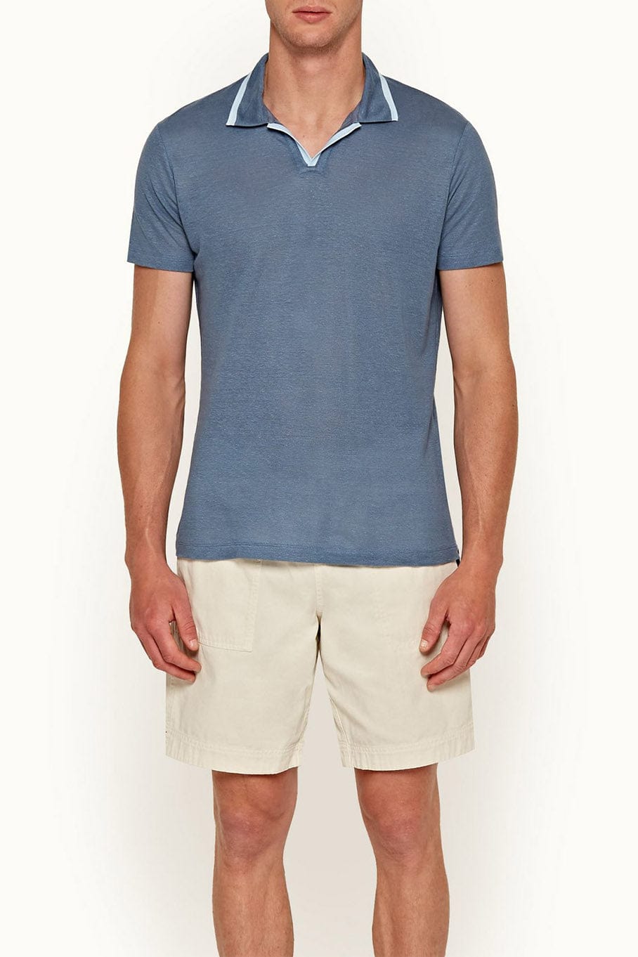 ORLEBAR BROWN-Felix Linen Pique Collard Shirt-