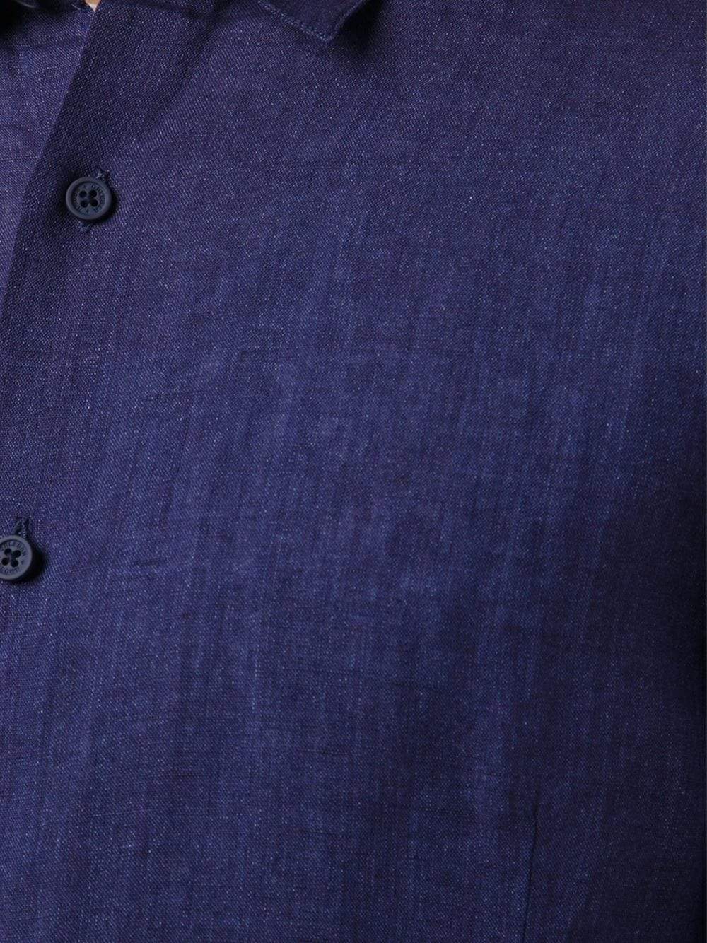 ORLEBAR BROWN-Morton Linen Dark Navy Tailored Linen Shirt-