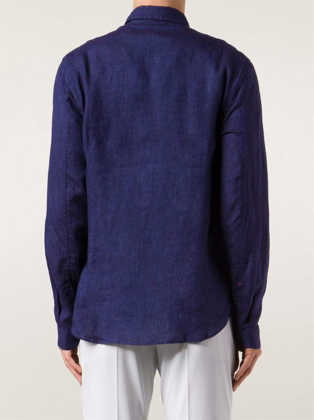 ORLEBAR BROWN-Morton Linen Dark Navy Tailored Linen Shirt-
