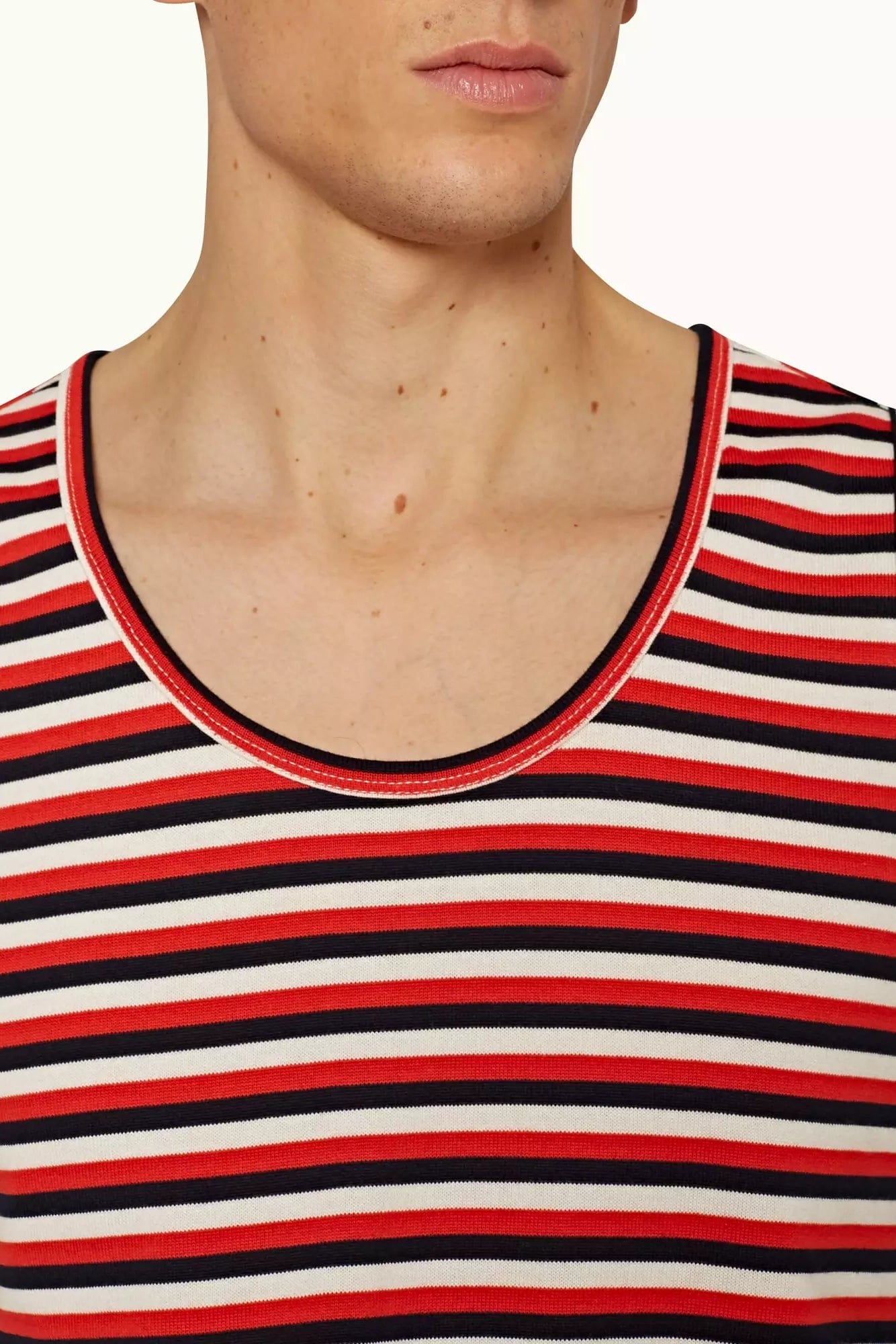 ORLEBAR BROWN-Striped Sleeveless Cotton Cherbury Tank Top T-Shirt-INK/RED