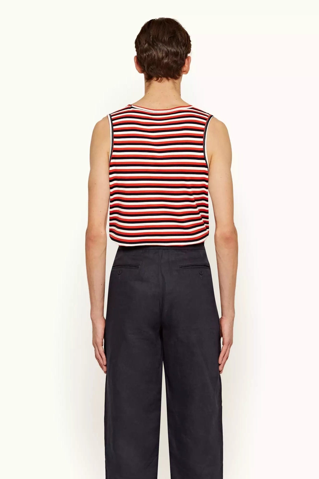 ORLEBAR BROWN-Striped Sleeveless Cotton Cherbury Tank Top T-Shirt-INK/RED