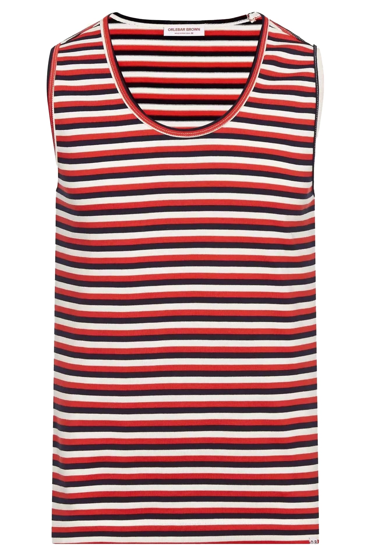 ORLEBAR BROWN-Striped Sleeveless Cotton Cherbury Tank Top T-Shirt-INK/RED