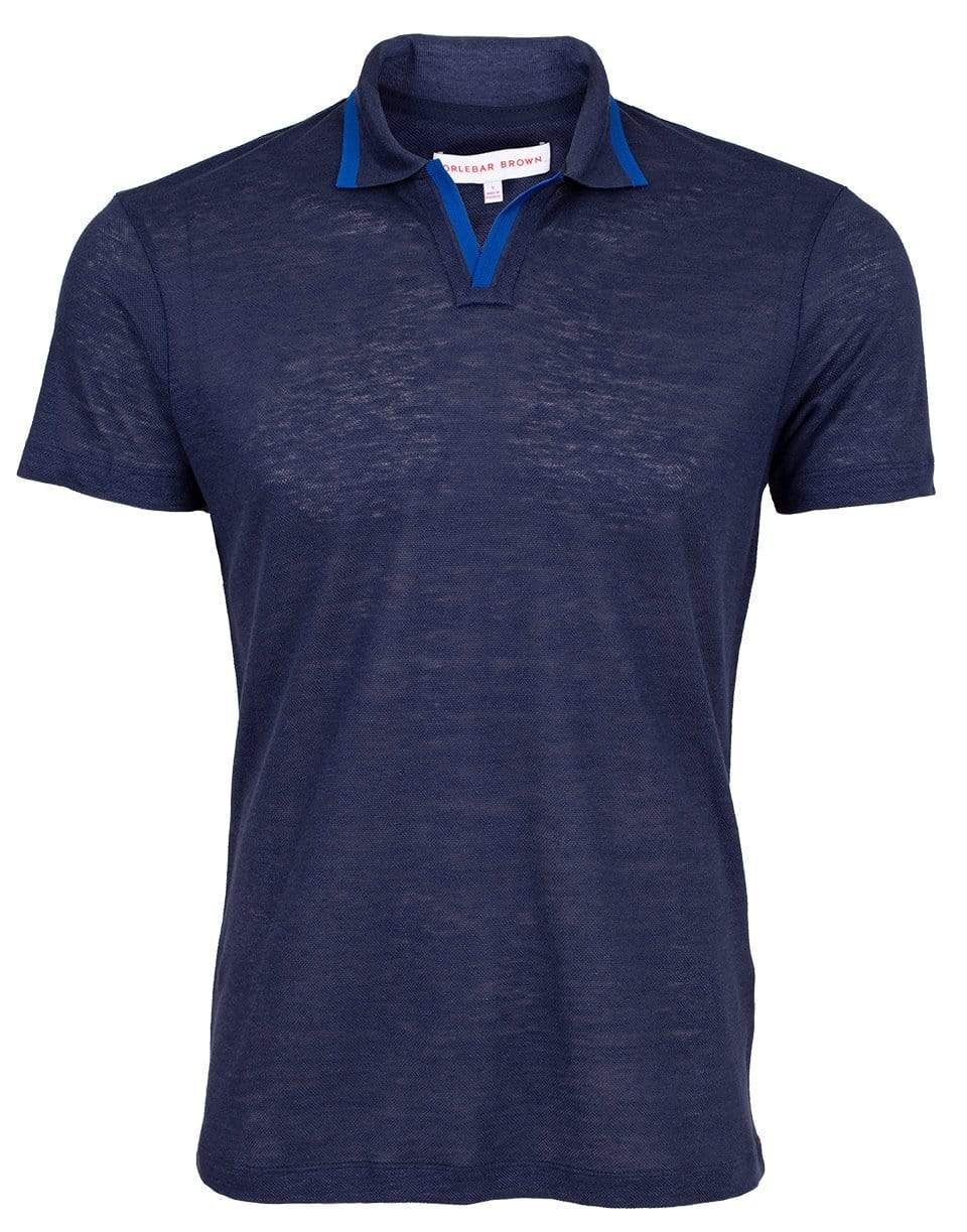 ORLEBAR BROWN-Blue Felix Linen Pique Polo-